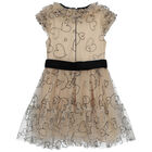 فستان بنات تول باللون الاسود و البيج , 1, hi-res