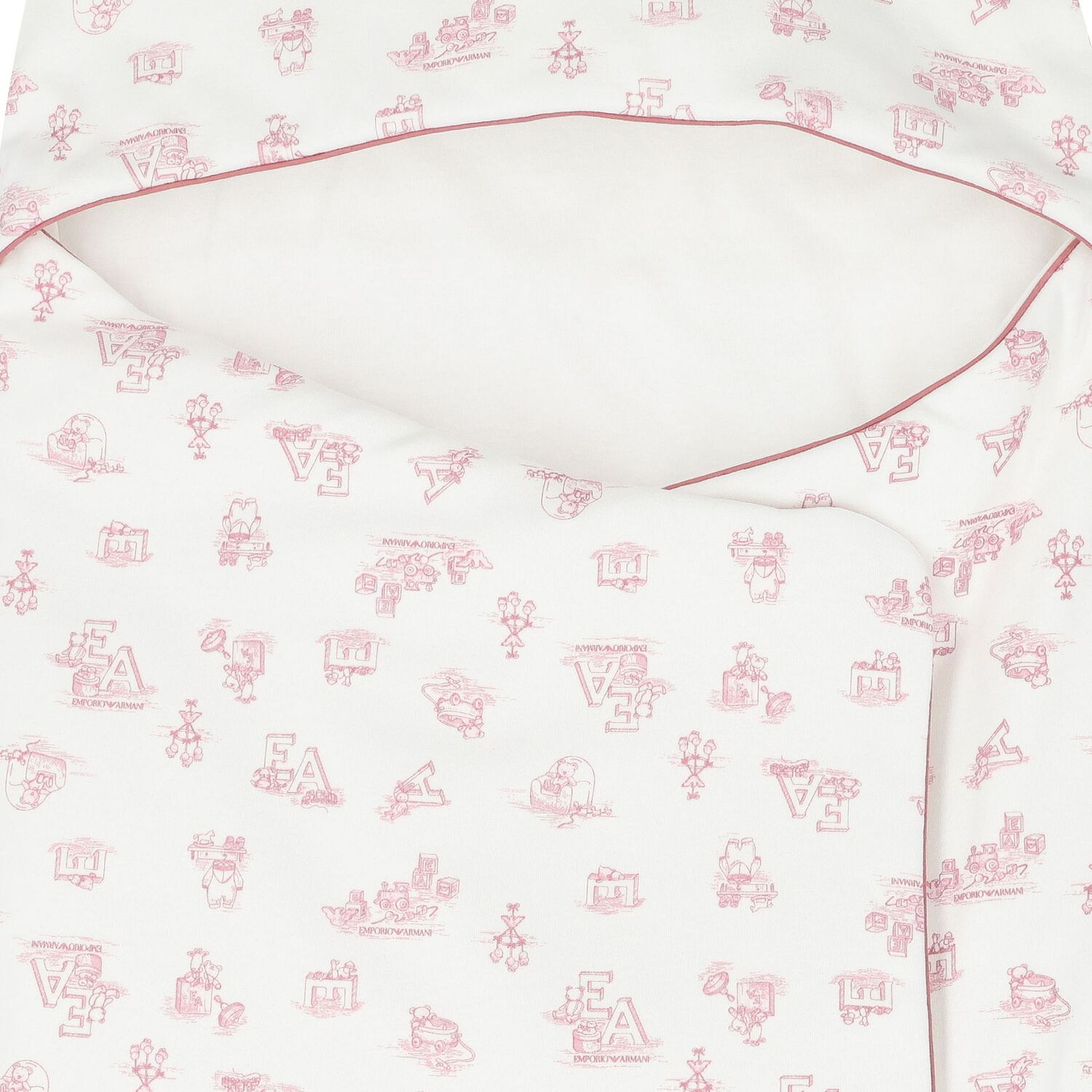 Baby Girls Ivory & Pink Logo Nest, 1, hi-res