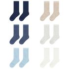 Baby Boys Blue & White Socks (6 Pack), 1, hi-res