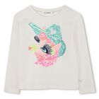Girls Ivory Horse Long Sleeve Top, 1, hi-res