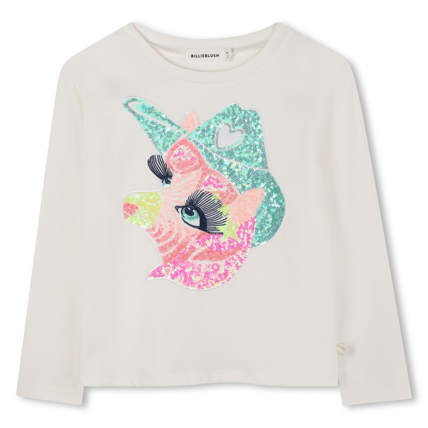 Girls Ivory Horse Long Sleeve Top, 1, hi-res image number null