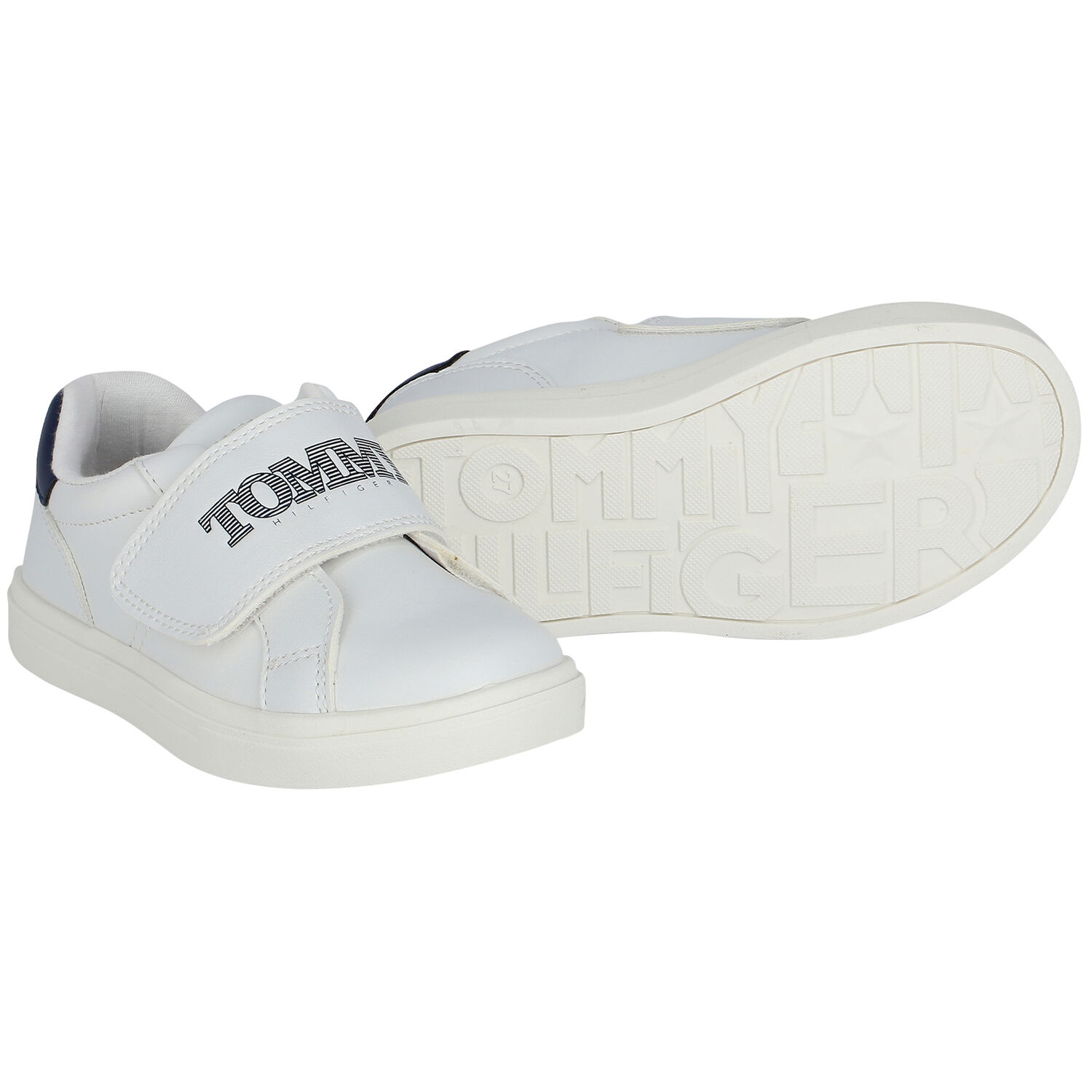 Boys White Logo Trainers, 1, hi-res