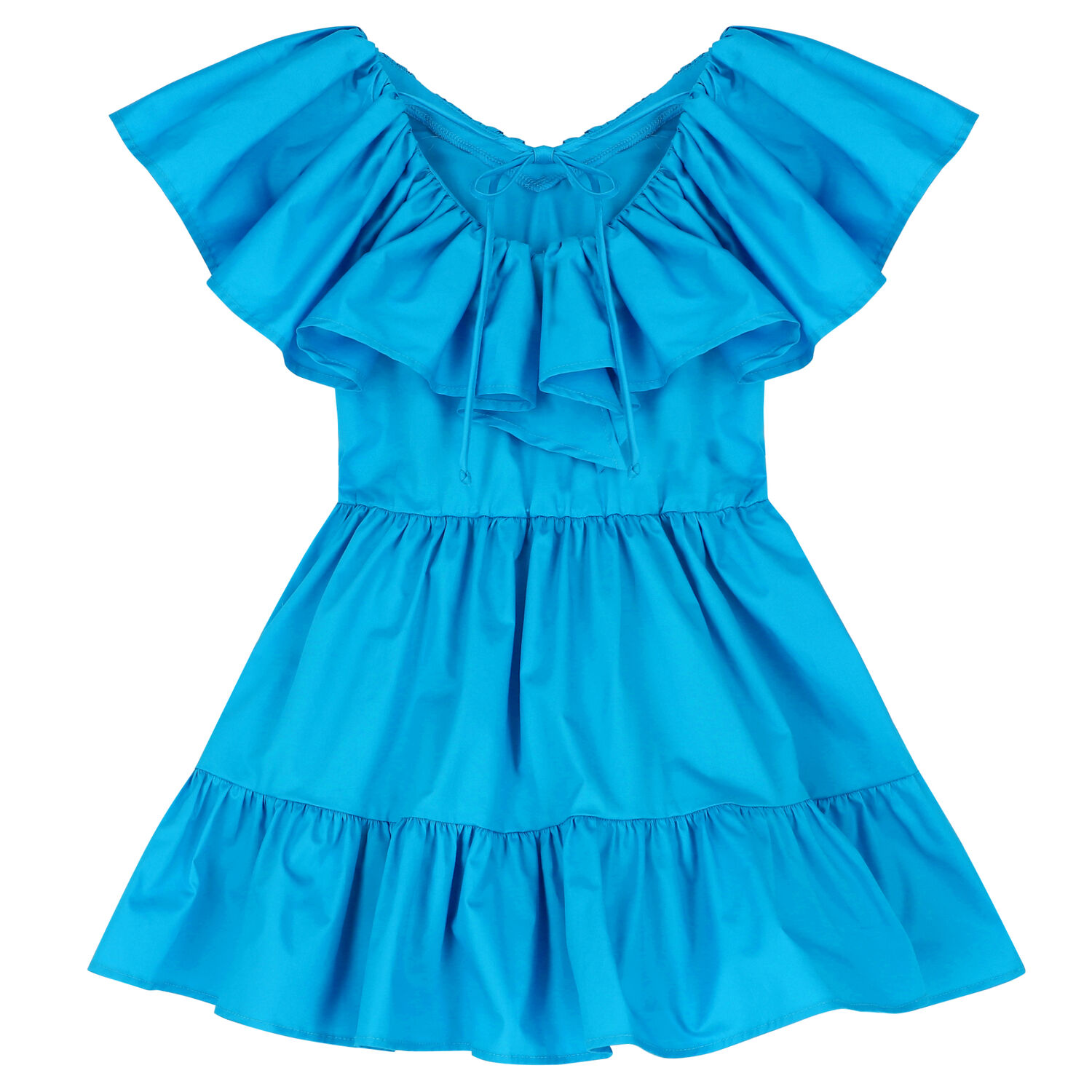 Girls Blue Ruffle Logo Dress, 1, hi-res image number null