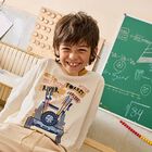 Boys Beige Car Long Sleeve Top, 1, hi-res
