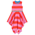 Girls Red & Pink Striped Dress, 1, hi-res