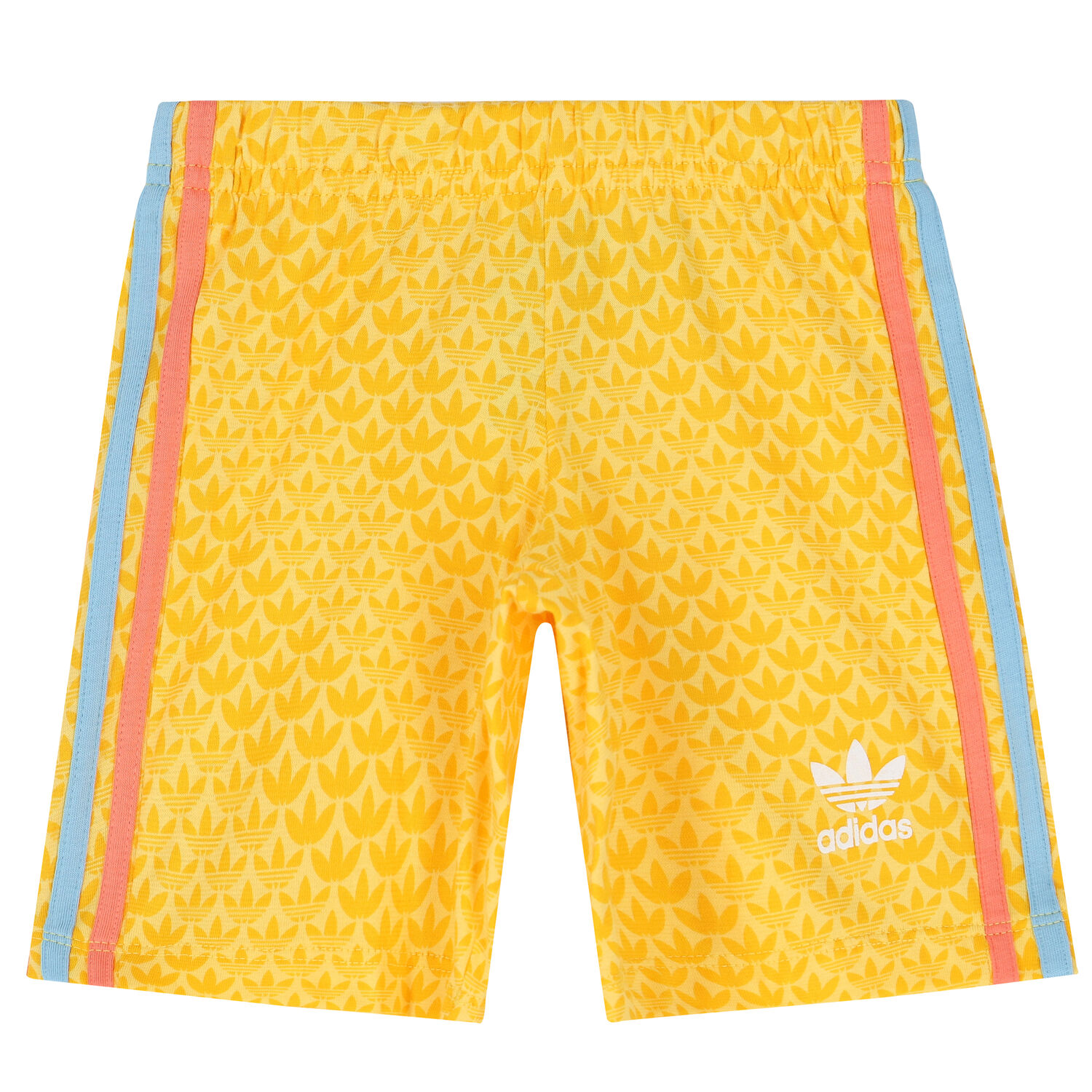 Ivory & Yellow Logo Shorts Set, 1, hi-res