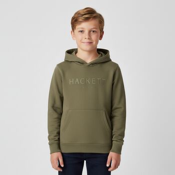 Boys Green Logo Hooded Top