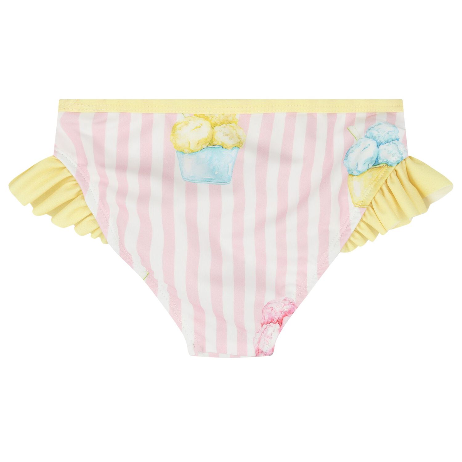 Girls White, Pink & Yellow Ice Cream Bikini, 2, hi-res