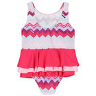 Younger Girls Purple & Pink Zigzag Logo Swimsuit, 1, hi-res