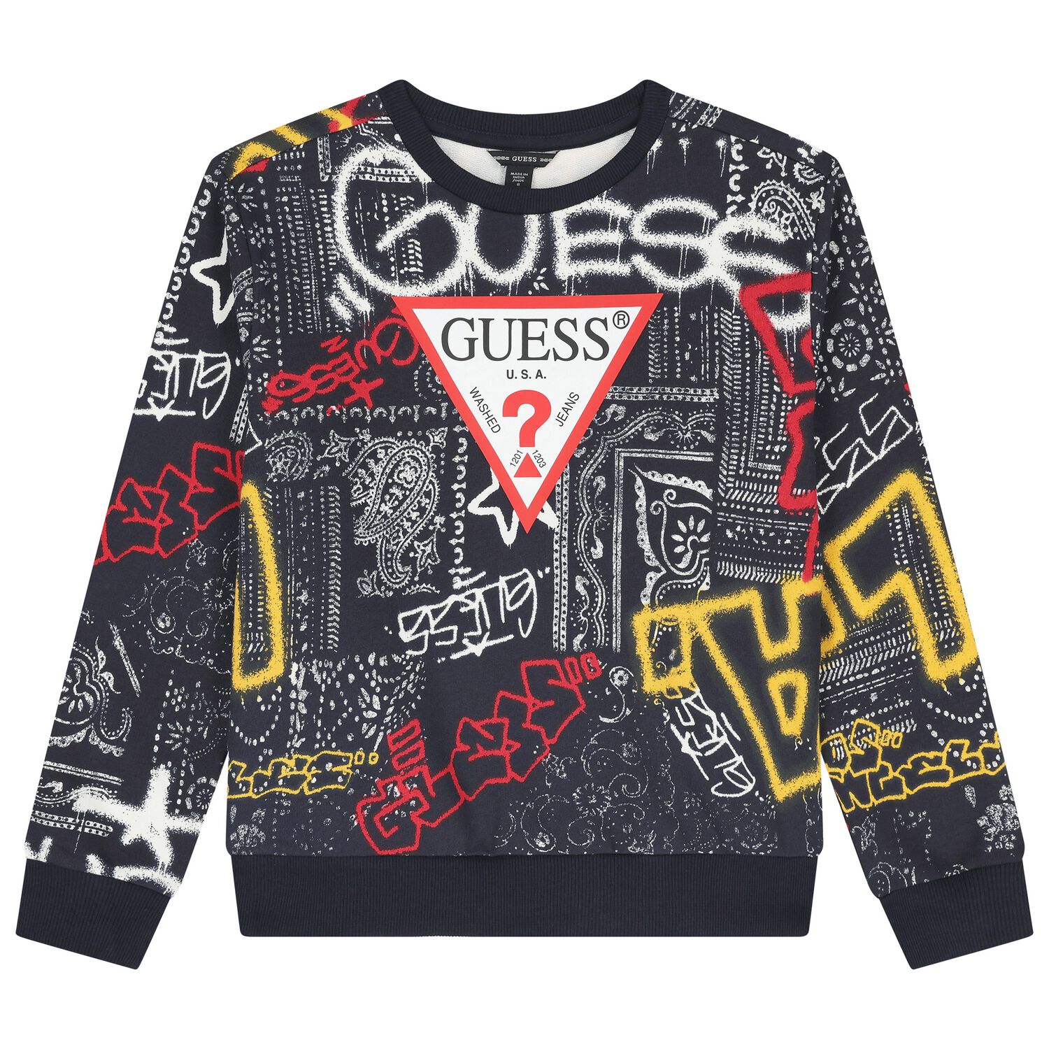 Boys Navy Blue Logo Sweatshirt, 2, hi-res
