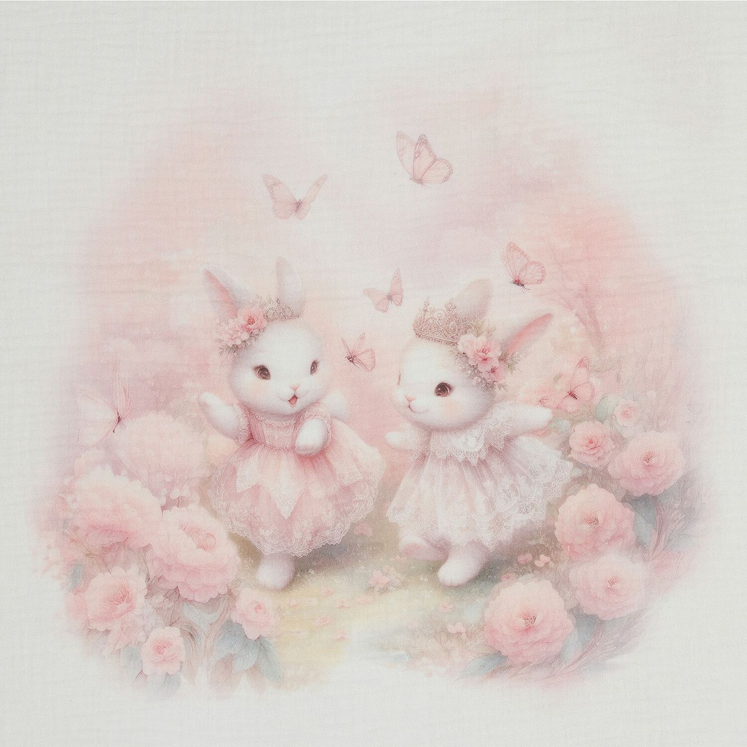 Baby Girl Ivory Bunny Muslin Swaddles ( 2-Pack ), 1, hi-res