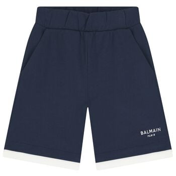 Boys Navy Blue Logo Shorts