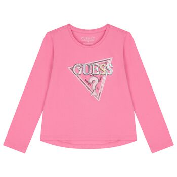 Girls Pink Logo Long Sleeve Top
