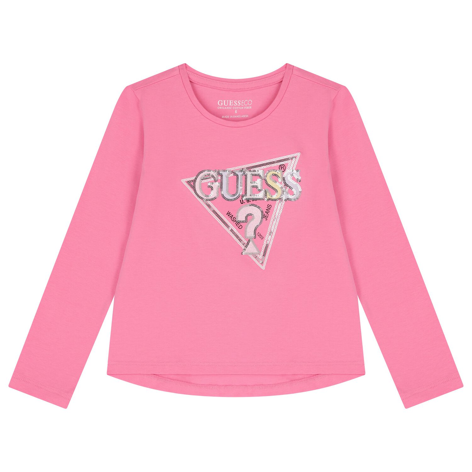 Girls Pink Logo Long Sleeve Top, 3, hi-res image number null