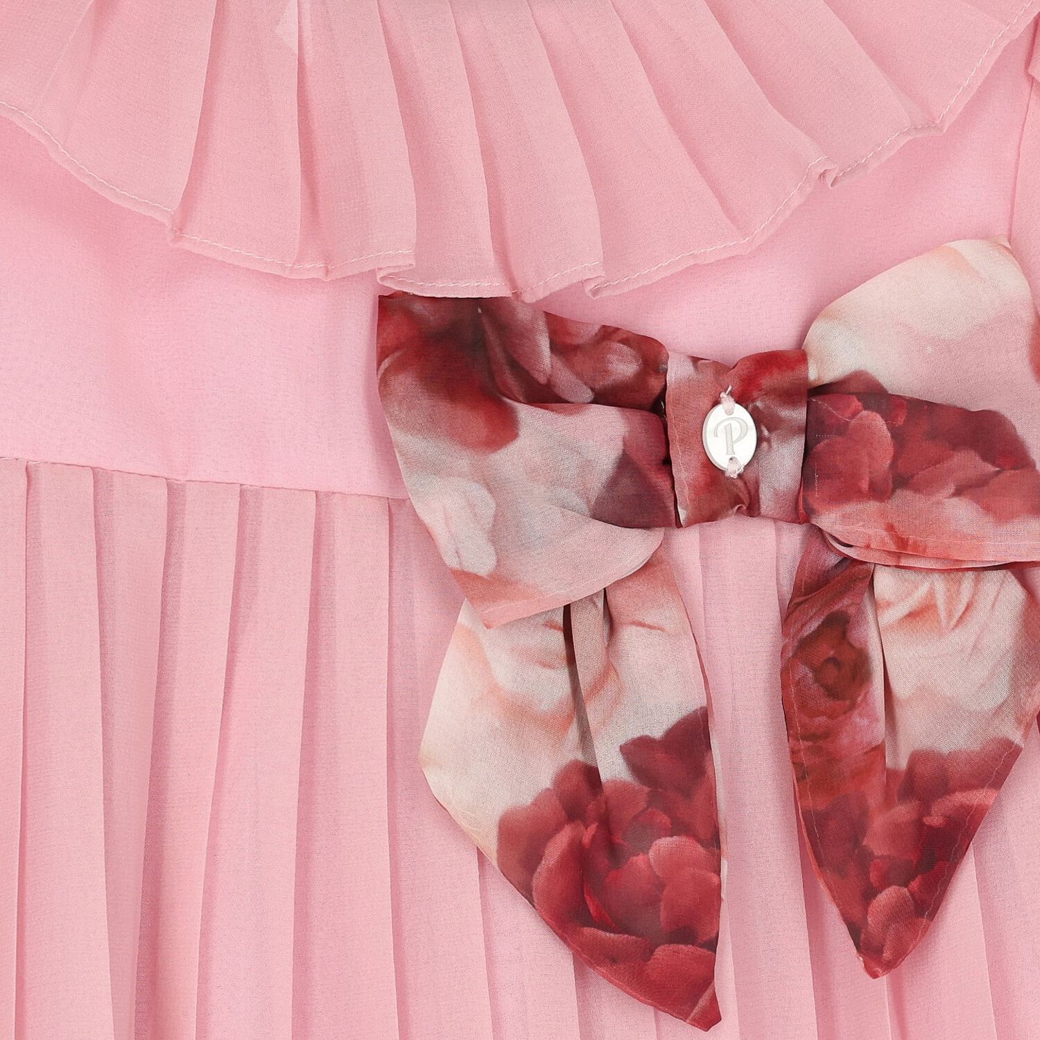 Girls Pink Floral Chiffon Dress, 1, hi-res