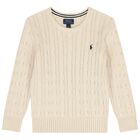 Ivory Logo Cable Knit Jumper, 1, hi-res