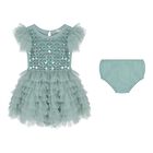 Baby Girls Green Embellished Sequin Tulle Dress Set, 1, hi-res