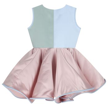 Girls Pink, Blue & Green Satin Dress