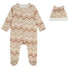 Beige & Brown Zig Zag Babygrow Set, 1, hi-res