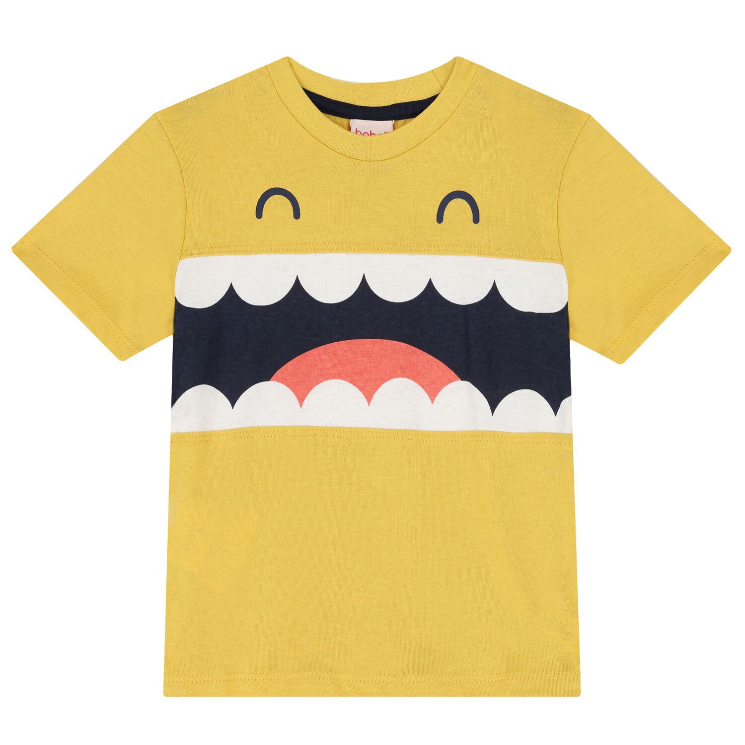 Boys Yellow & Navy Blue Smiley Shorts Set, 1, hi-res
