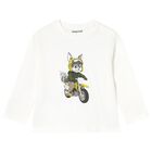 Younger Boys Ivory Fox Long Sleeve Top, 3, hi-res