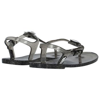 Girls Black Karl & Choupette Sandals