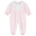 Baby Girls Pink & White Dot Babygrow, 1, hi-res