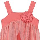 Girls Coral Flower Tulle Dress, 1, hi-res
