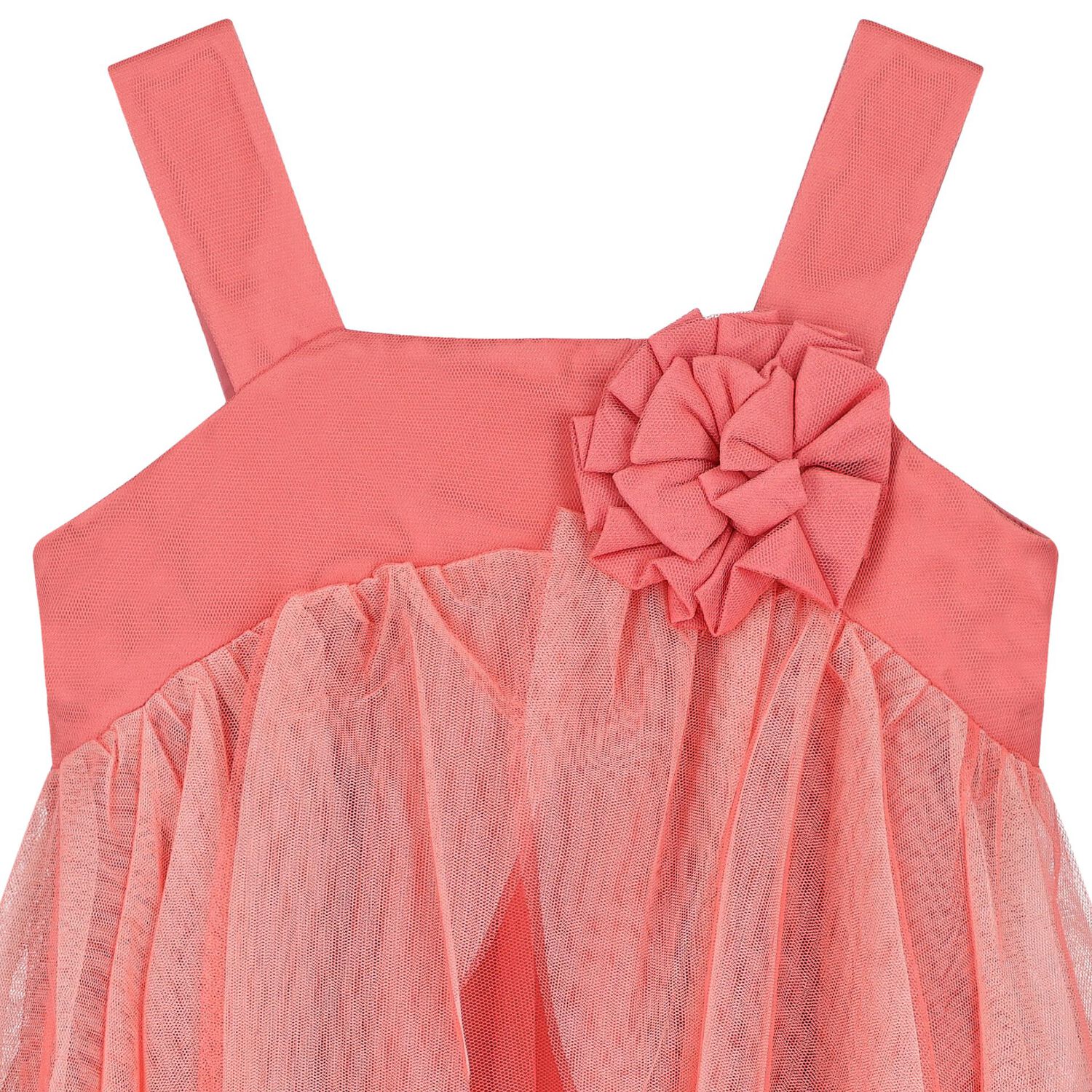 Girls Coral Flower Tulle Dress, 1, hi-res image number null