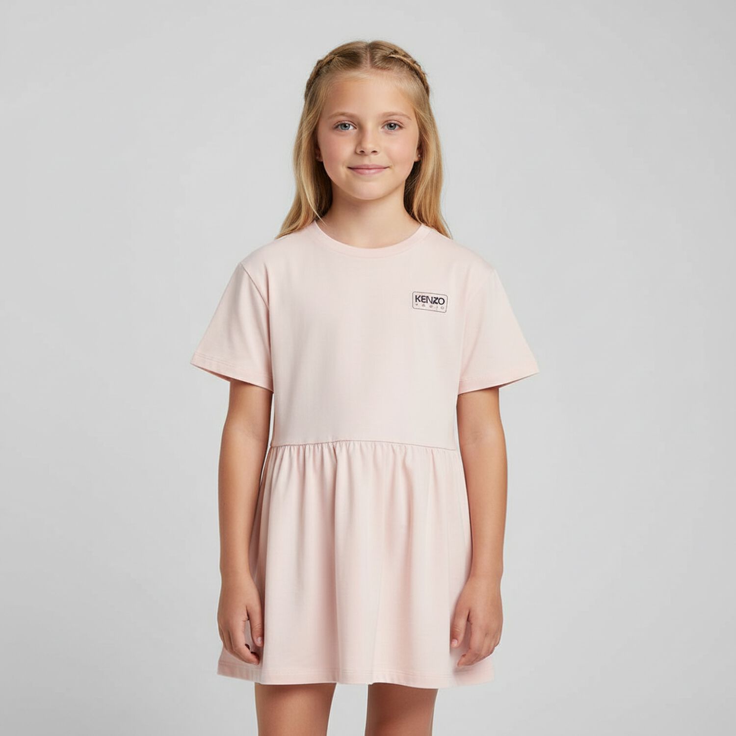 Girls Pink Logo Dress, 1, hi-res