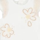 Younger Girls Ivory & Beige Tulle Dress, 2, hi-res