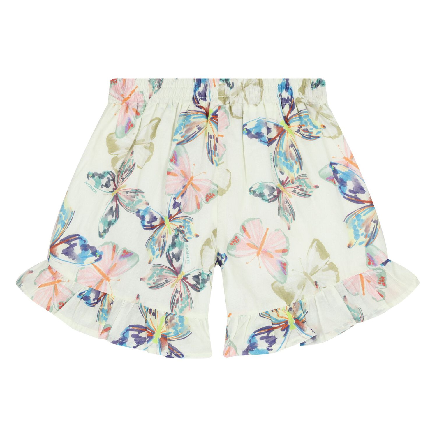 Younger Girls Ivory & Green Butterfly Shorts Set, 1, hi-res