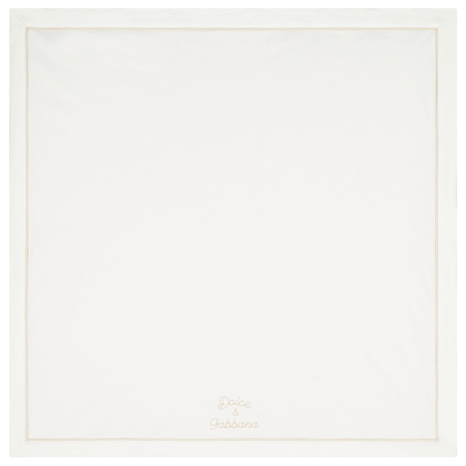 White & Beige Embroidered Logo Blanket, 1, hi-res