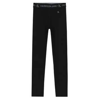 Girls Black Logo Leggings