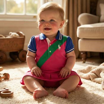 Baby Girls Pink & Green Logo Dress Set