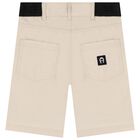 Boys Beige Logo Shorts, 2, hi-res