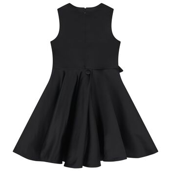 Girls Black & Pink Satin Floral Dress