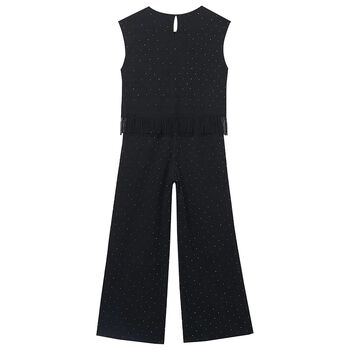 Girls Black Glitter Trousers Set