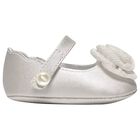 Baby Girls Silver Flower Pre Walker Shoes, 2, hi-res