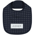 Baby Boys Navy Blue Logo Bib, 1, hi-res