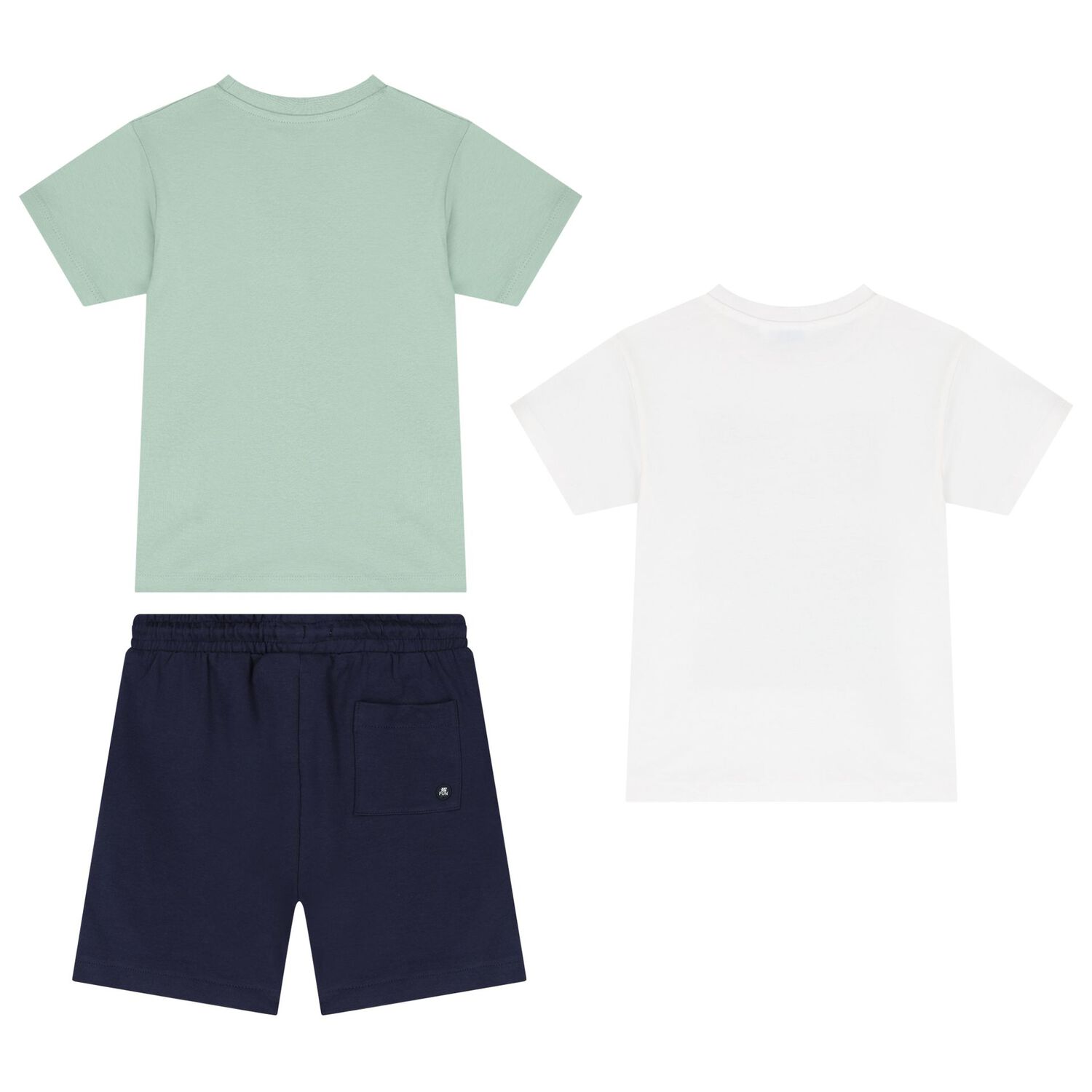 Boys White, Green & Navy Blue Shorts Set, 1, hi-res
