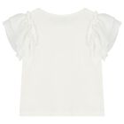 Girls Ivory Flutter Sleeve Top, 3, hi-res