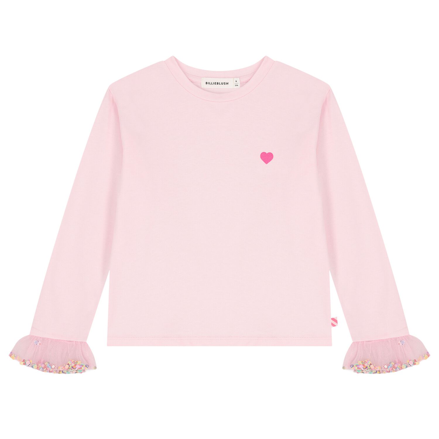Girls Pink Heart Long Sleeve Top, 1, hi-res
