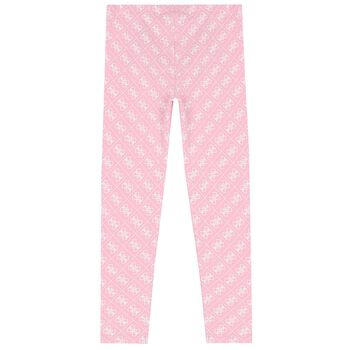 Girls Pink Logo Leggings