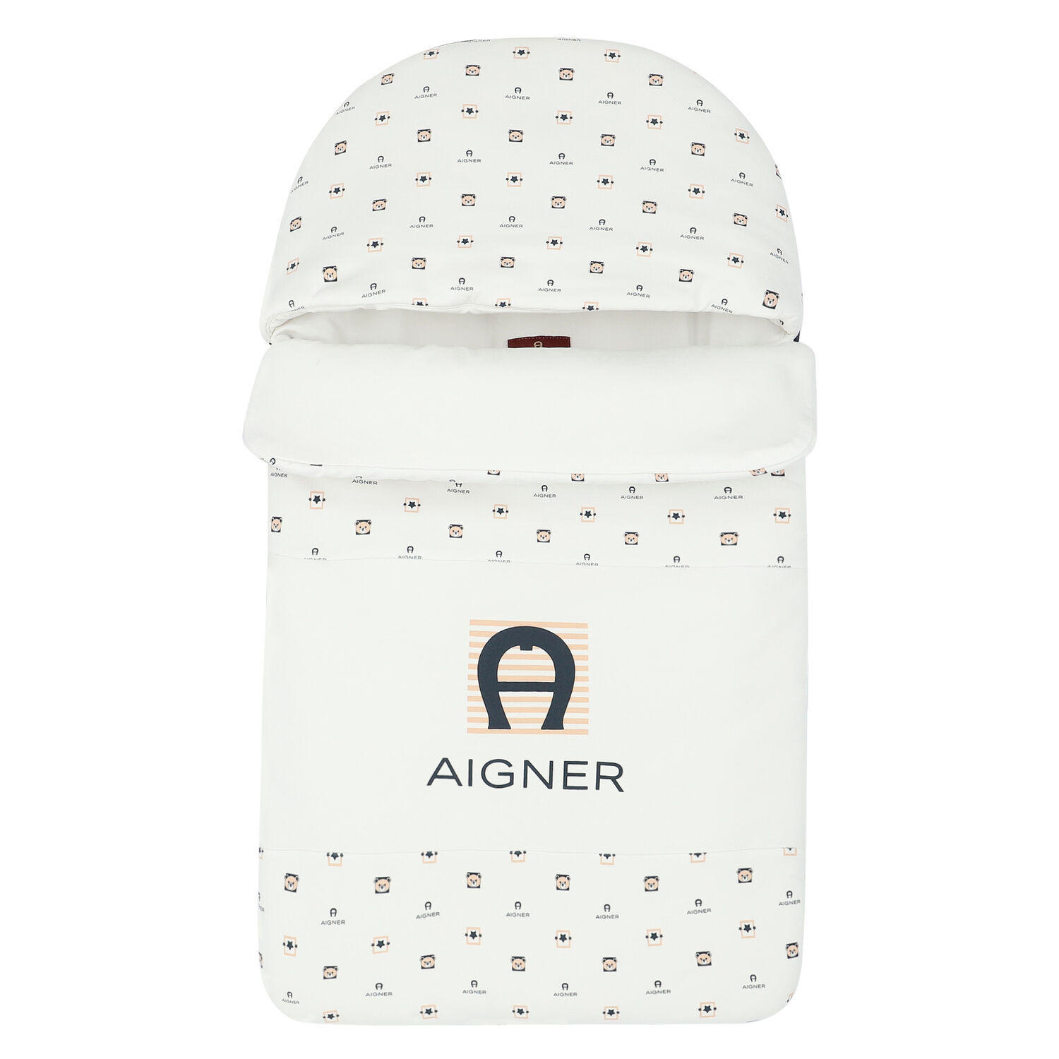 White & Navy Logo Baby Nest, 1, hi-res