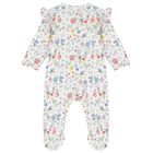 Baby Girls White Floral Babygrow, 1, hi-res