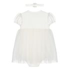 طقم فستان بودي سوت  ورابطة رأس  باللون الأبيض للبنات, 2, hi-res