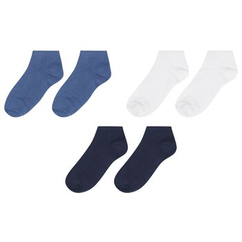 Boys Blue, Navy Blue & White Socks (3 Pack) 