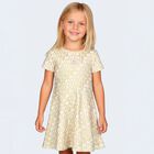 Girls Ivory & Gold Logo Dress, 1, hi-res