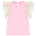 طقم تنورة بنات باللون الابيض و الوردي , 1, hi-res